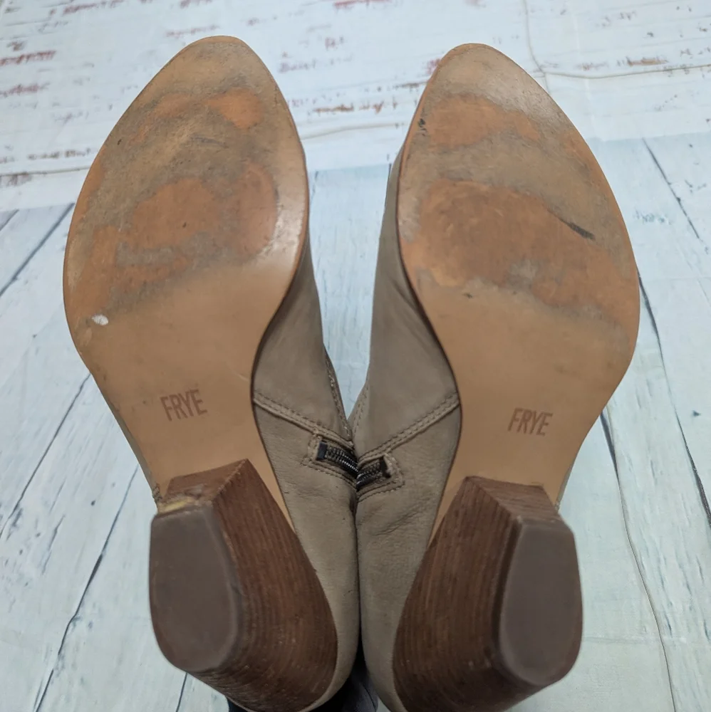 Frye leather cowgirl ankle booties with heels. - Picture 7 of 9